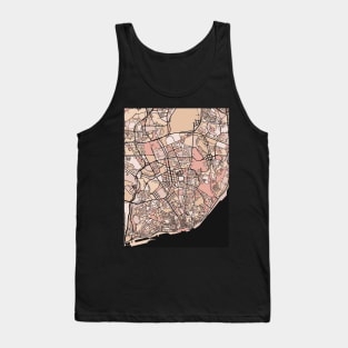 Lisbon Map Pattern in Soft Pink Pastels Tank Top